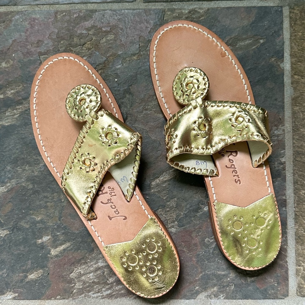 LIKE NEW Jacks Flat Sandal Gold